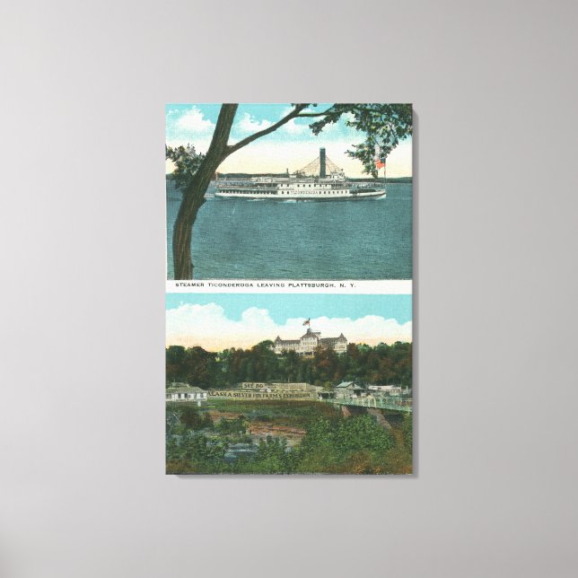 View of Ticonderoga Steamer and Ausable Chasm Canvas Print (Front)