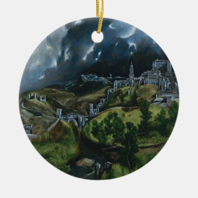 View of Toledo, El Greco Ceramic Ornament (Front)