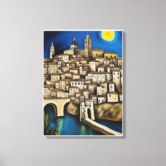 View of Toledo - Surreal Cityscape Painting Canvas Print (Front)