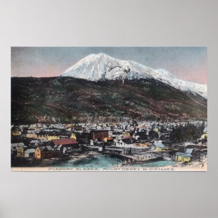 View of Town and Mount DeweySkagway, AK Poster