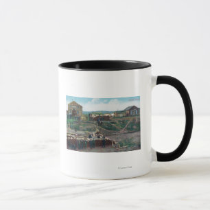 View of Townspeople Around Cut WoodNulato, AK Mug