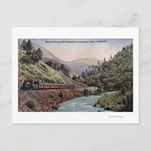 View of Train Entering Yosemite Valley Postcard
