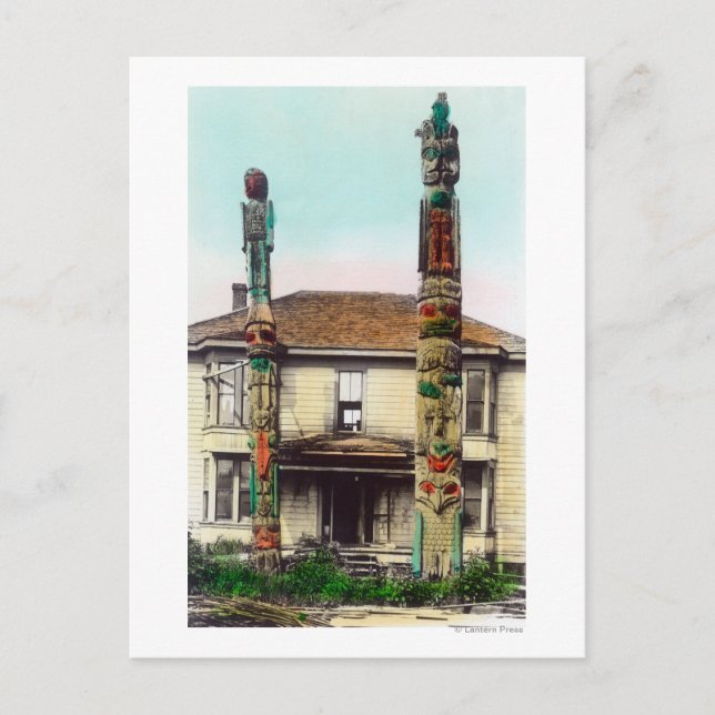 View of Two TotempolesWrangell, AK Postcard (Front)