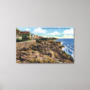 View of Union Bluffs Rocks and Surf at York Canvas Print