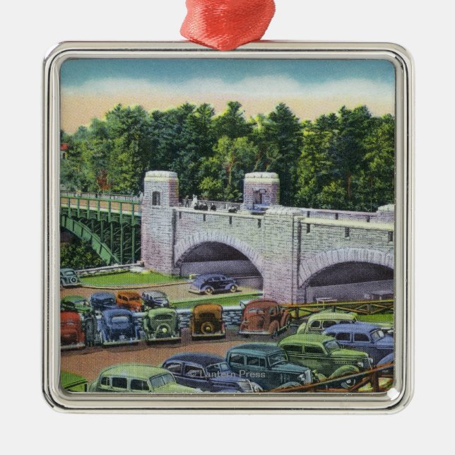 View of US Hwy Route 9 Bridge Metal Ornament (Front)