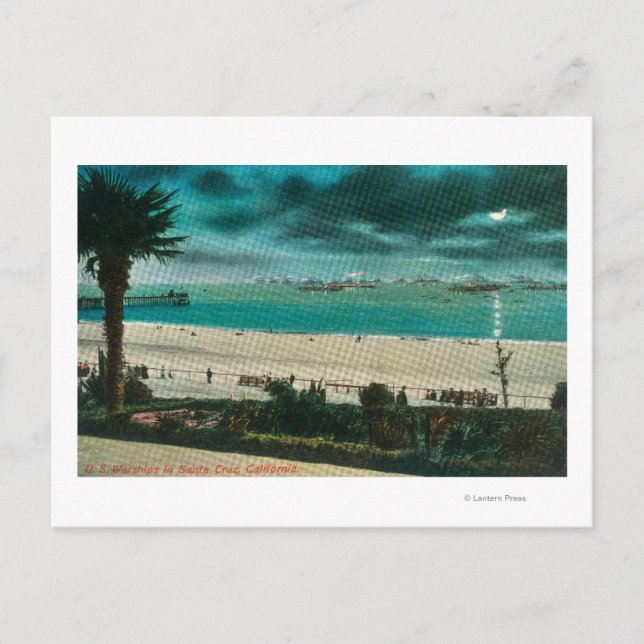 View of US Warships in the OceanSanta Cruz, CA Postcard (Front)