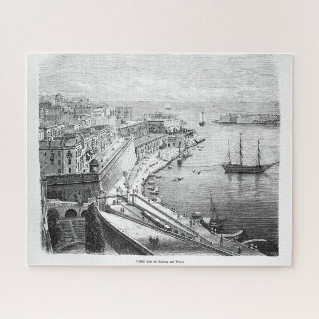 View of Valletta in Malta 1874 Poster Jigsaw Puzzle (Horizontal)