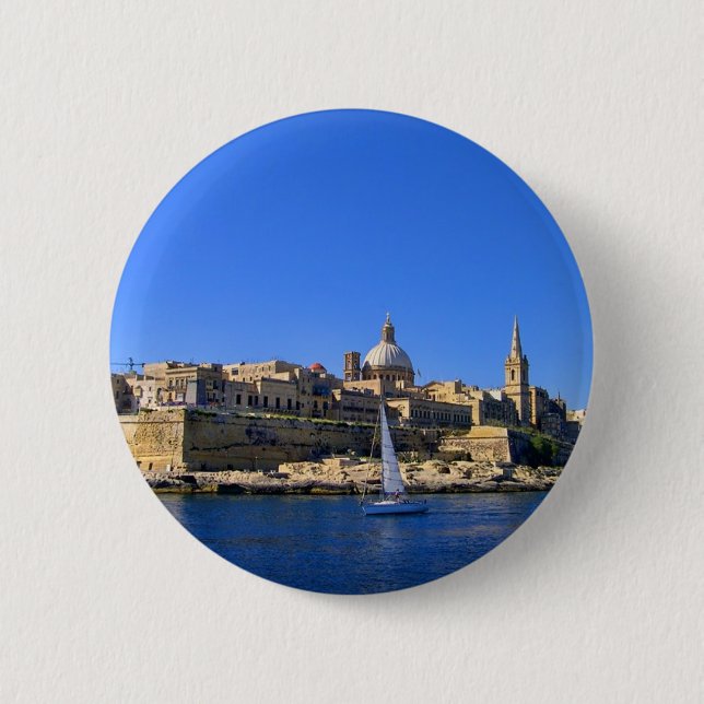 View of Valletta, Malta 2 Inch Round Button (Front)