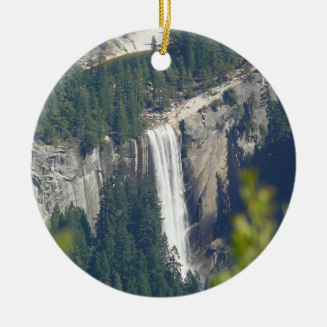 View of Vernal Falls from Glacier Point, CA Ceramic Ornament (Front)