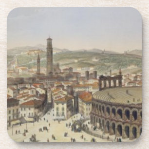 View of Verona, engraved by L. Cherbuin (colour en Coaster