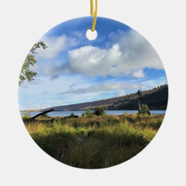 View of Wallowa Lake, Oregon Ceramic Ornament (Front)