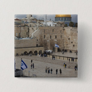 View of Western Wall Plaza, late afternoon 2 Inch Square Button