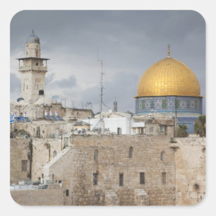 View of Western Wall Plaza, late afternoon 2 Square Sticker