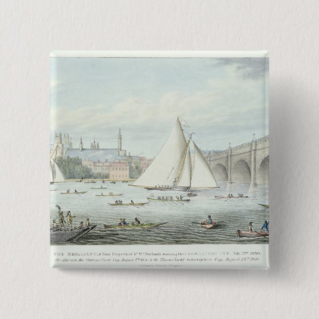 View of Westminster and the Bridge, with a 2 Inch Square Button (Front)