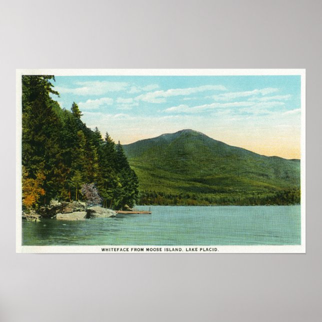View of Whiteface Mountain from Moose Island Poster (Front)