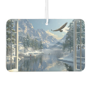 View of Winter Mountain Lake Eagle Fisherman Air Freshener