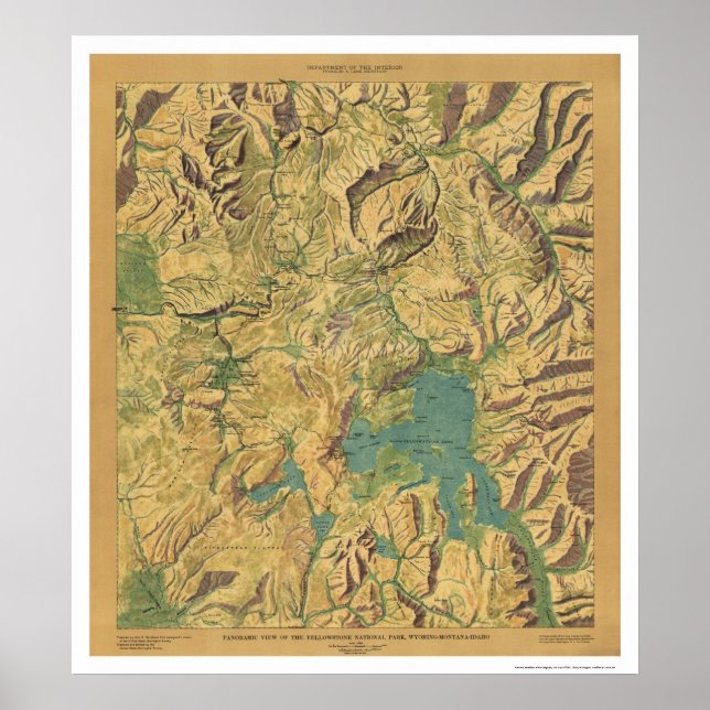 View Of Yellowstone WY MT ID 1915 Poster (Front)