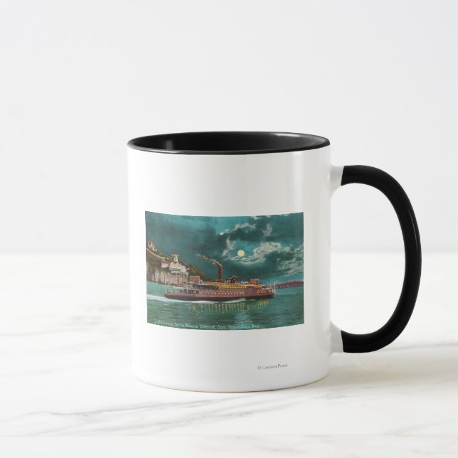 View of Yerba Buena Island Lighthouse at Night Mug (Right)