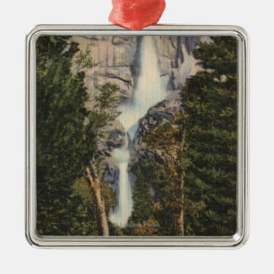 View of Yosemite Falls & Valley Metal Ornament
