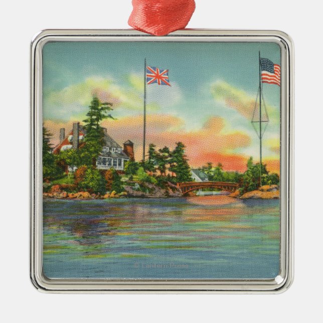 View of Zavikon Island Metal Ornament (Front)