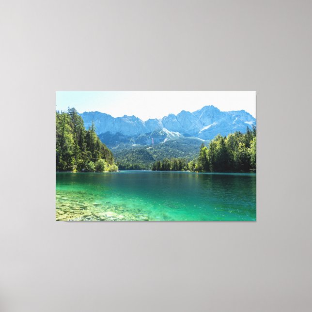 View of Zugspitze Mountain and Lake Eibsee Bavaria Canvas Print (Front)