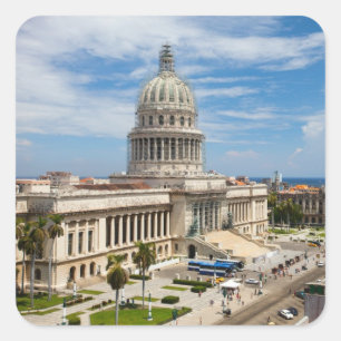 View on a building of Capitol in Havana, Cuba Square Sticker