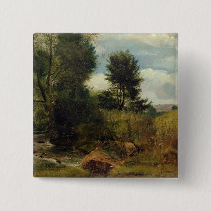 View on the River Sid, near Sidmouth, c.1852 (oil 2 Inch Square Button