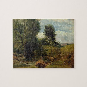 View on the River Sid, near Sidmouth, c.1852 (oil Jigsaw Puzzle