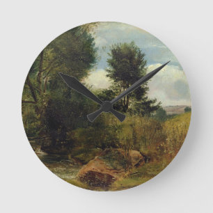 View on the River Sid, near Sidmouth, c.1852 (oil Round Clock