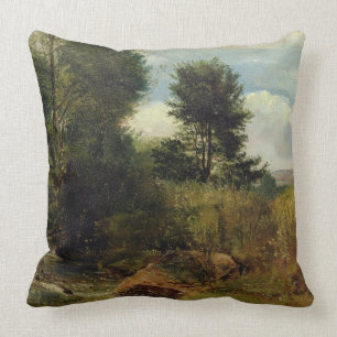 View on the River Sid, near Sidmouth, c.1852 (oil Throw Pillow