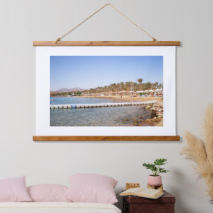 View on the sandy beach Terrazzina Hanging Tapestry