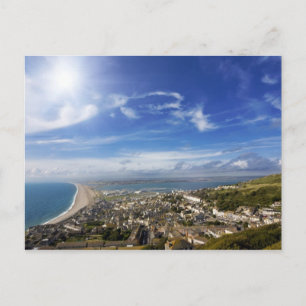 View over British seaside town and coastline Postcard