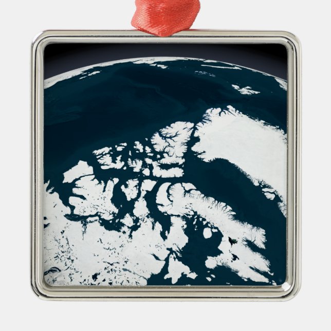 View over Greenland and the Arctic Ocean Metal Ornament (Front)