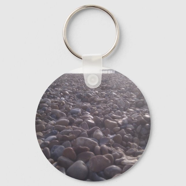 View over pebbles to silouetted West Pier Keychain (Front)