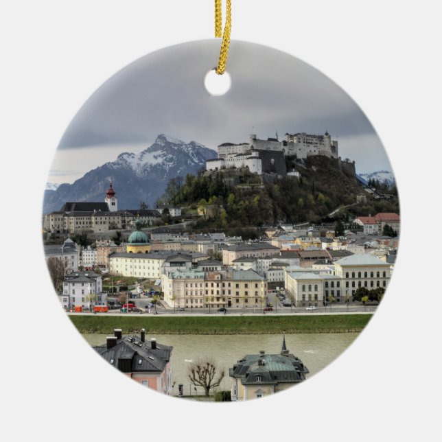 View Over Salzburg Austria Ceramic Ornament (Front)