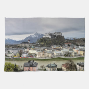 View Over Salzburg Austria Kitchen Towel