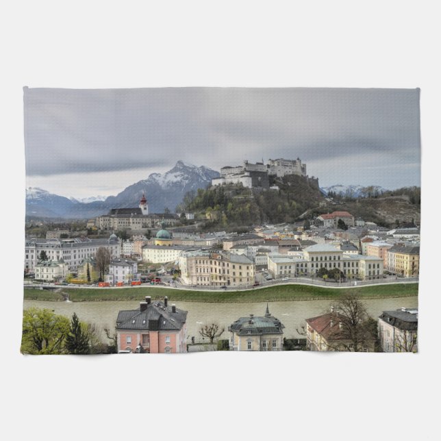 View Over Salzburg Austria Kitchen Towel (Horizontal)