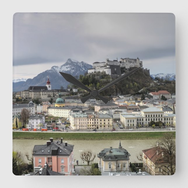 View Over Salzburg Austria Square Wall Clock (Front)