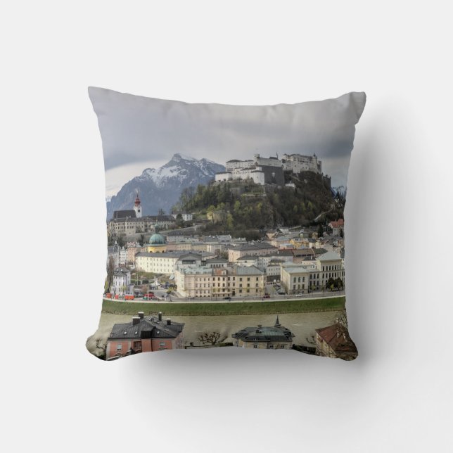 View Over Salzburg Austria Throw Pillow (Front)