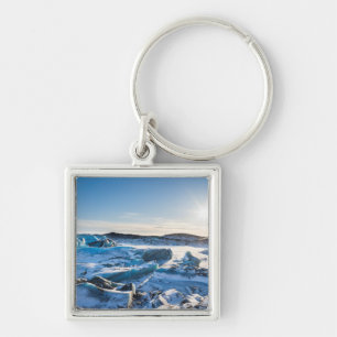 View over the frozen glacial lake keychain