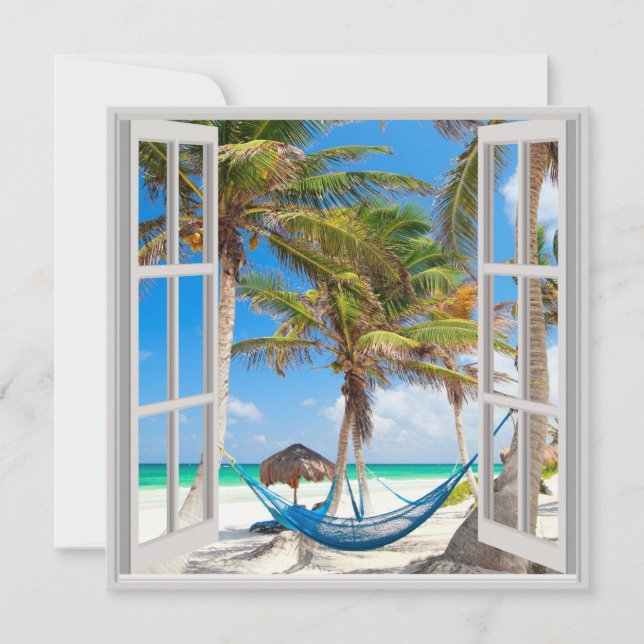 View through the windows on a tropical beach (Front)