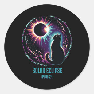 View Totality April 8 2024 Astronomy Cat Lover Sol Classic Round Sticker