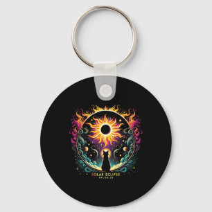 View Totality April 8 2024 Solar Eclipse Cat Lover Keychain