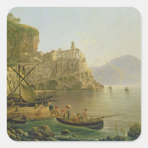 View Towards Atrani on the Amalfi, 1817 Square Sticker