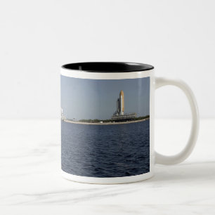 Viewed across the basin, Space Shuttle Atlantis Two-Tone Coffee Mug