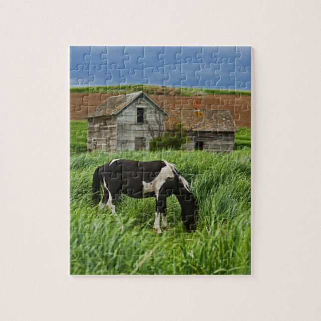 Viewing horses in a field in the Palouse 2 Jigsaw Puzzle (Vertical)