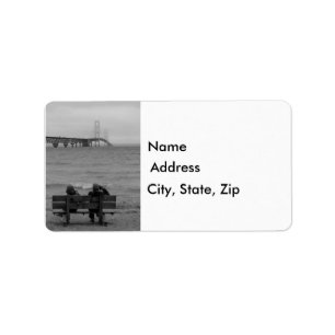 Viewing Mackinac Bridge Grayscale Label