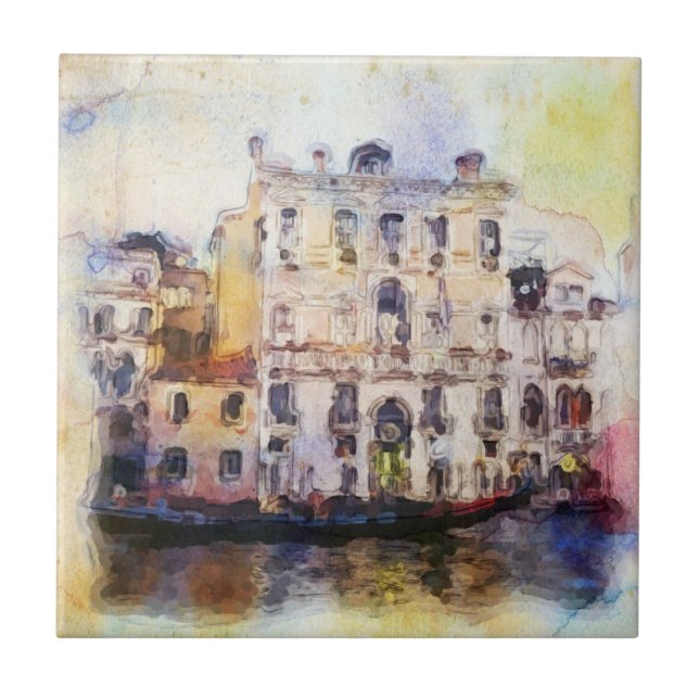 Views od Venice made in artistic watercolor Tile (Front)
