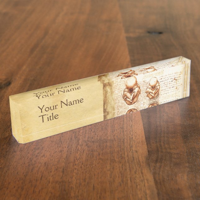 Views of a Fetus in the Womb,Ob-Gyn Medical Nameplate (Side)