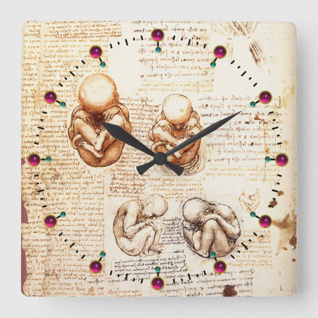 Views of a Fetus in the Womb,Ob-Gyn Medical Square Wall Clock (Front)